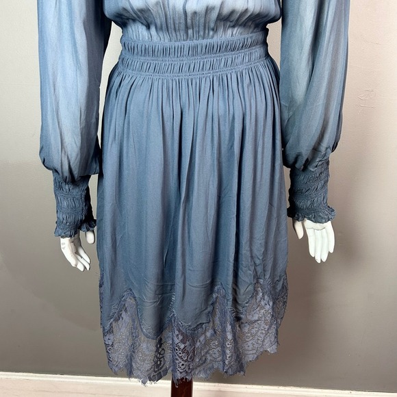 Magali Pascal Anthropologie dress Large blue lace feminine sheer whimsigoth - Picture 6 of 11